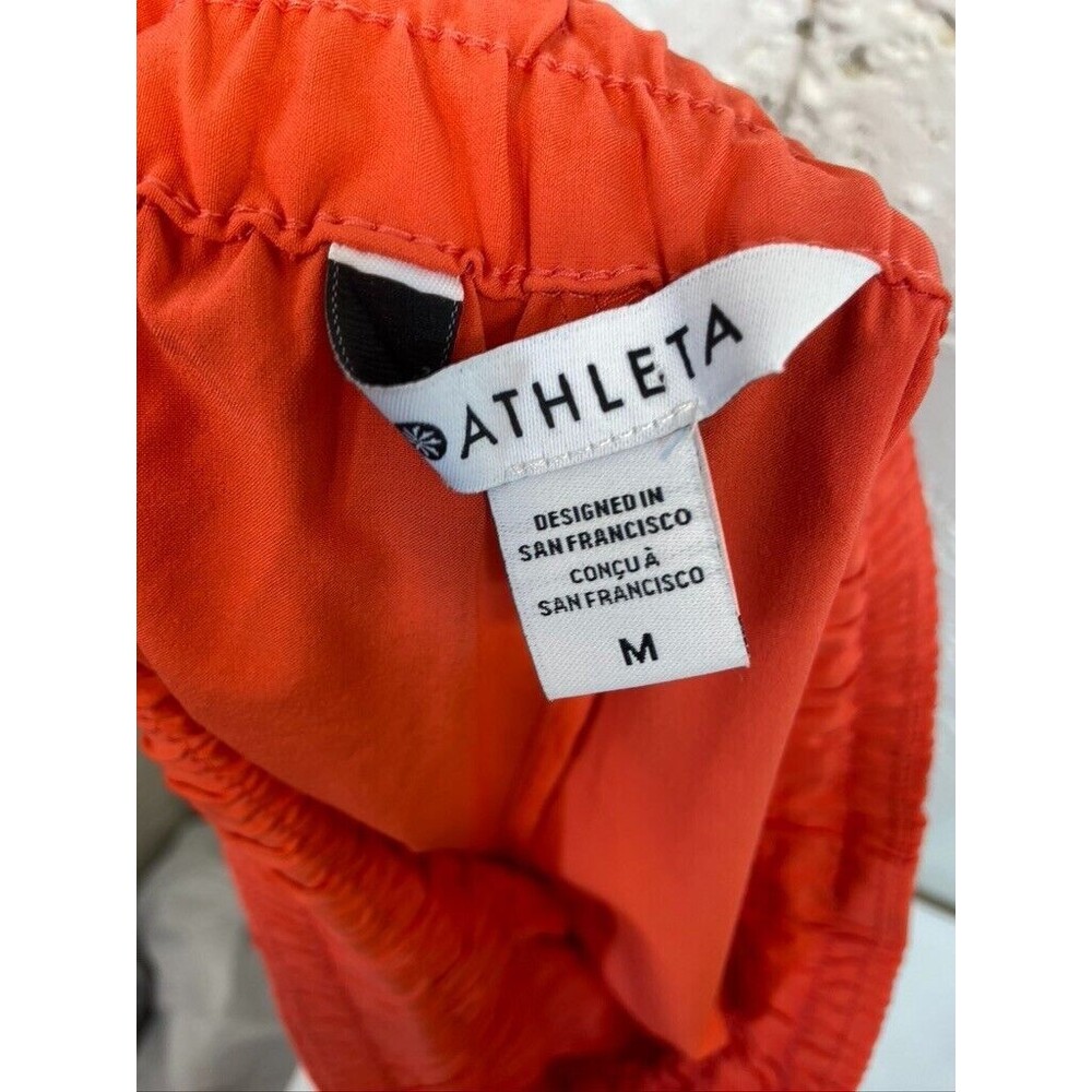 ATHLETA WOMENS MED RED RUNNING SHORT SIDE POCKET DRAWSTRING - Picture 3 of 3